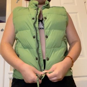 American eagle green puffer jacket vest